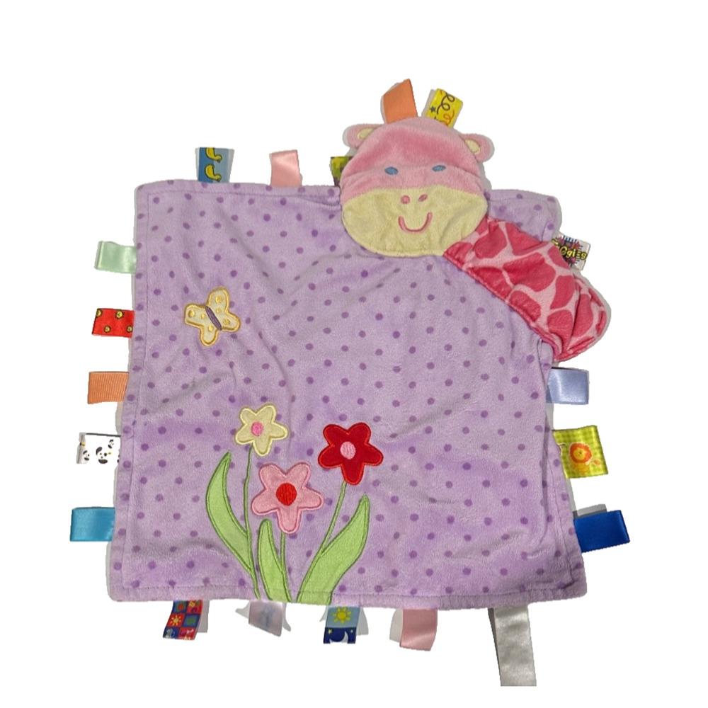 Taggies Purple Pink Giraffe Flowers Tags Polka Dots Baby Lovey Security Blanket